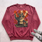 DJ Cat Graphic Sweatshirt - Crimson