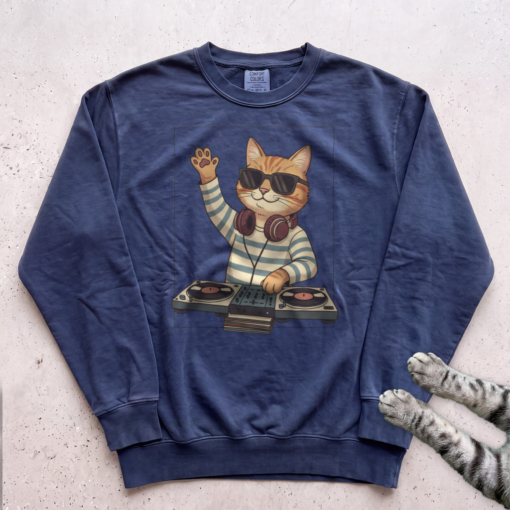 DJ Cat Headphones Sweatshirt - True Navy