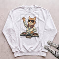 DJ Cat Headphones Sweatshirt - White
