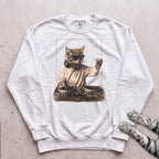 DJ Cat Vintage Mixer Sweatshirt - White