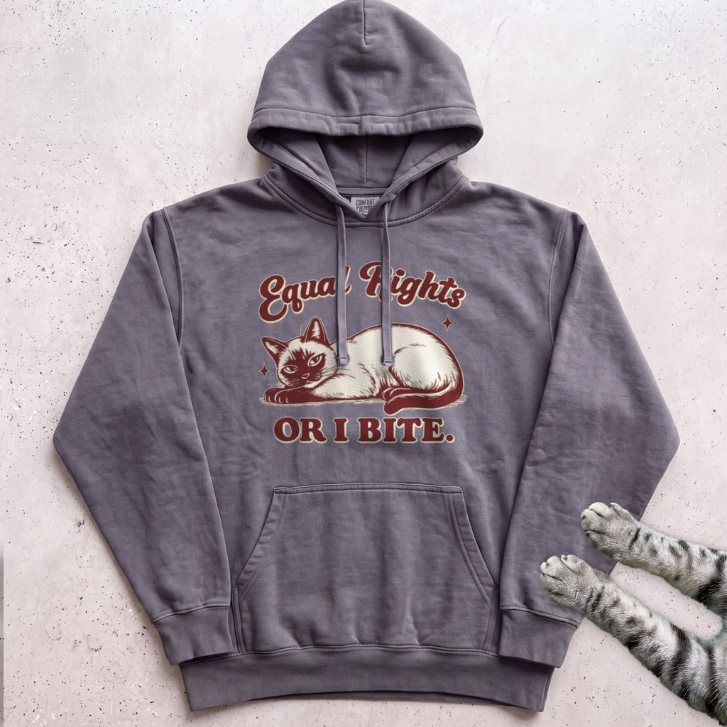 Equal Rights or I Bite Cat Hoodie - Pepper