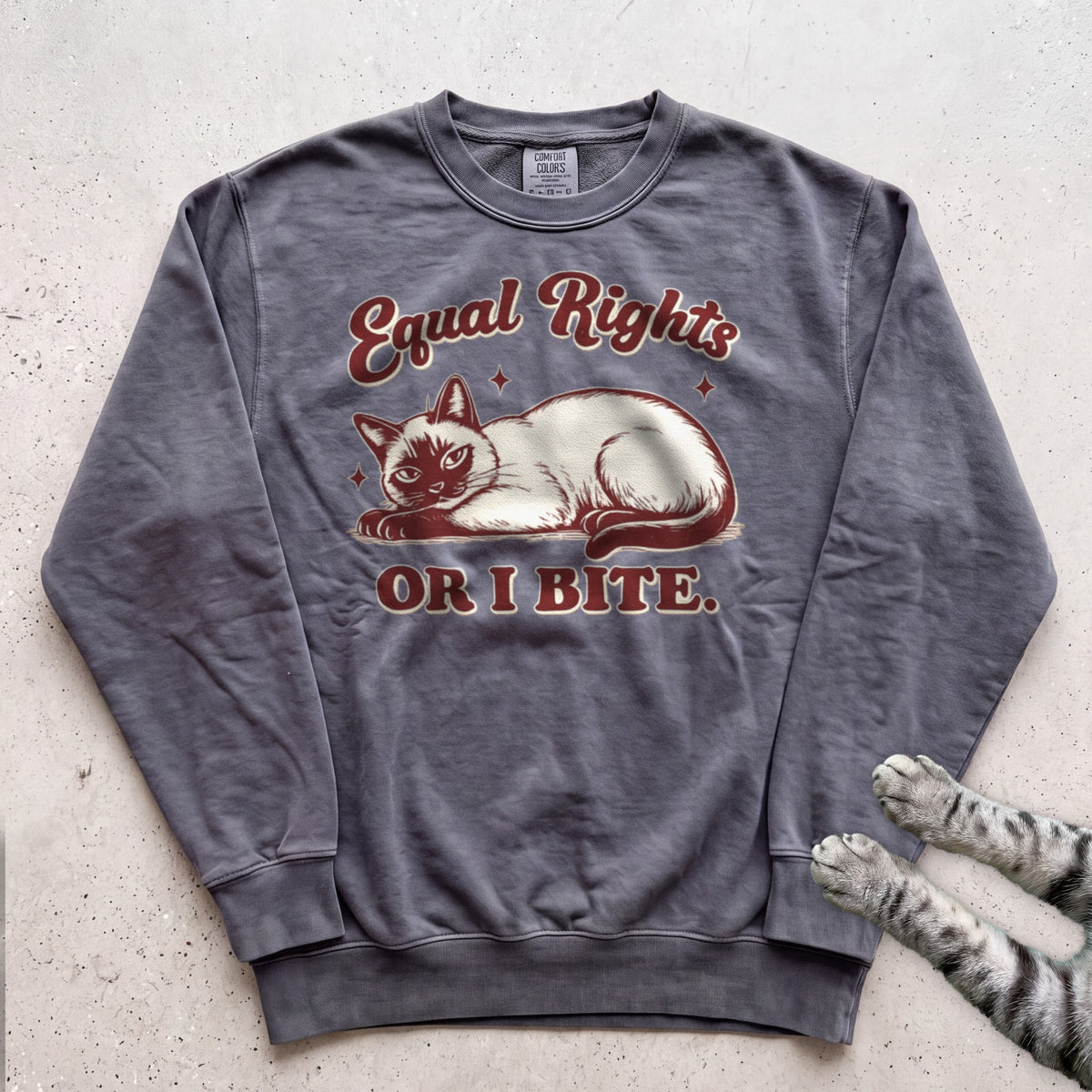 Equal Rights or I Bite Cat Sweatshirt - Pepper