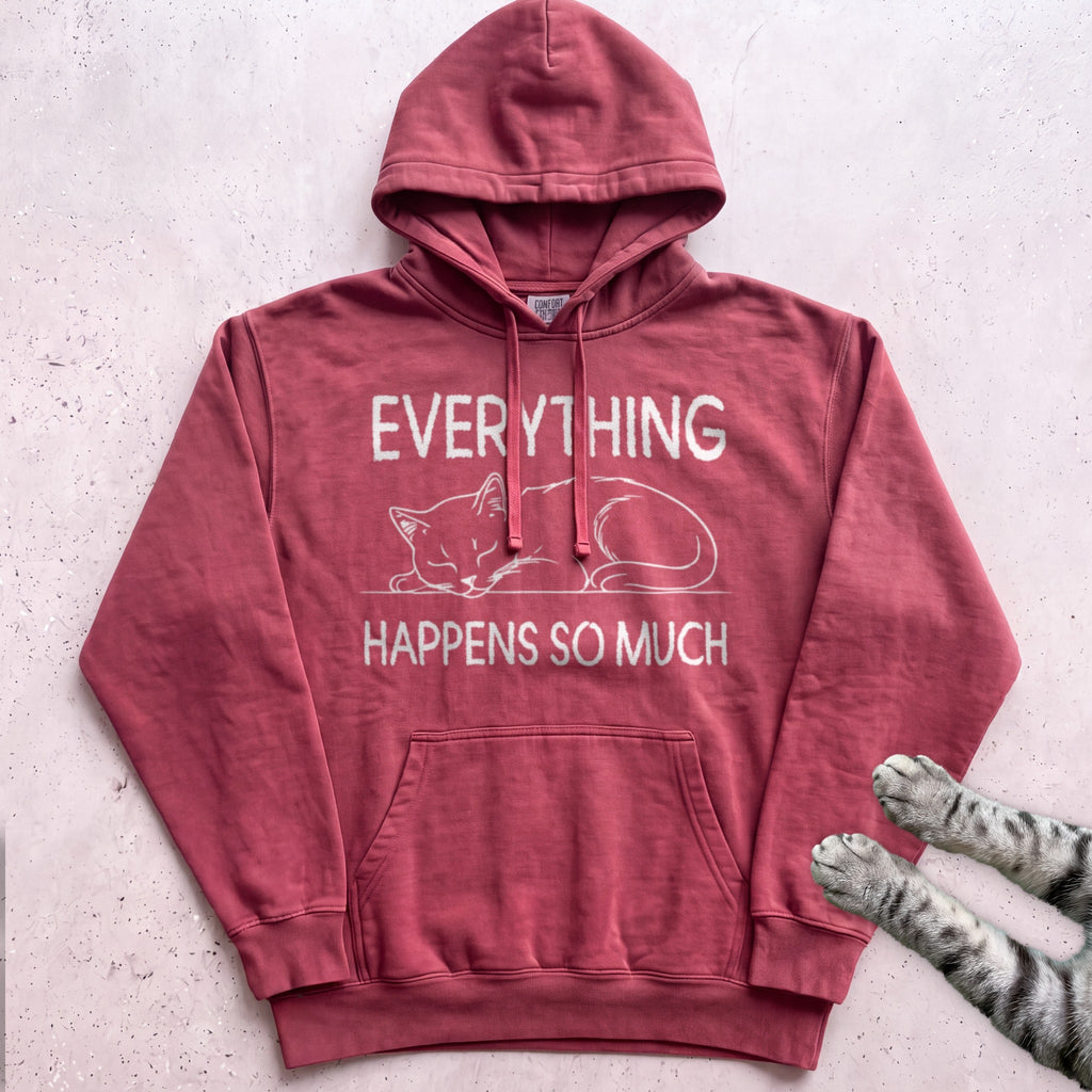 Everything Happens So Much Cat Hoodie - Crimson