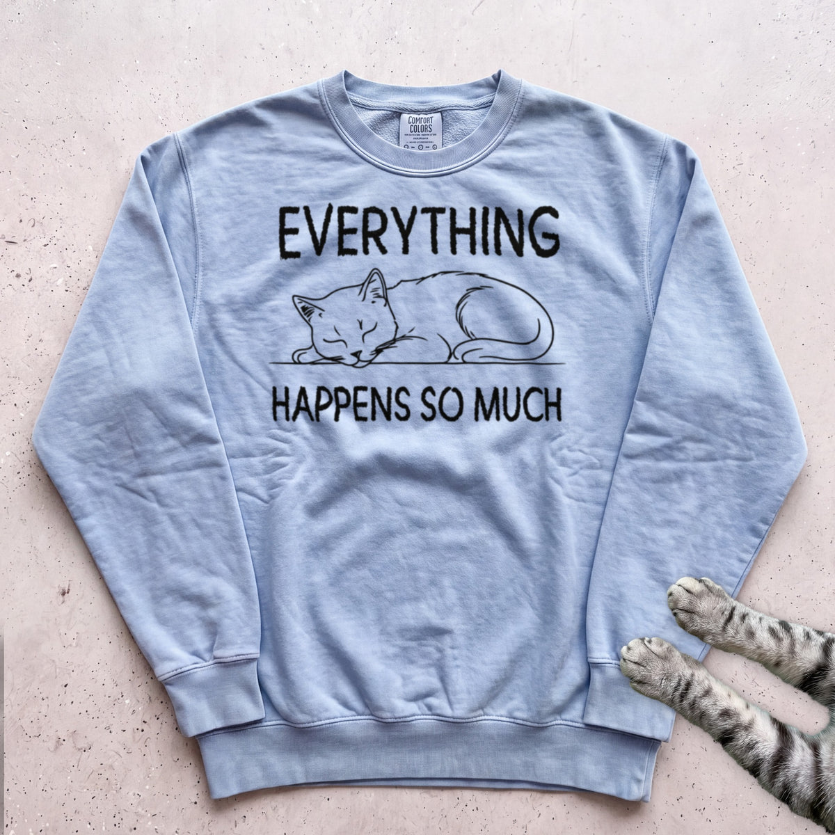 Everything Happens So Much Cat Sweatshirt - Chambray