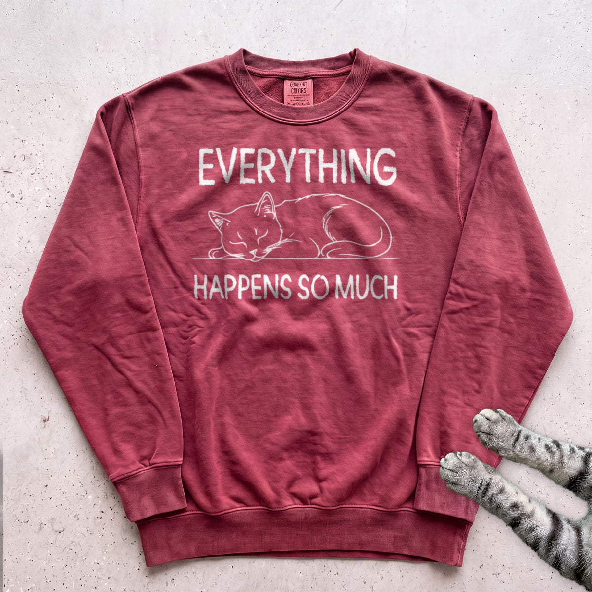 Everything Happens So Much Cat Sweatshirt - Crimson