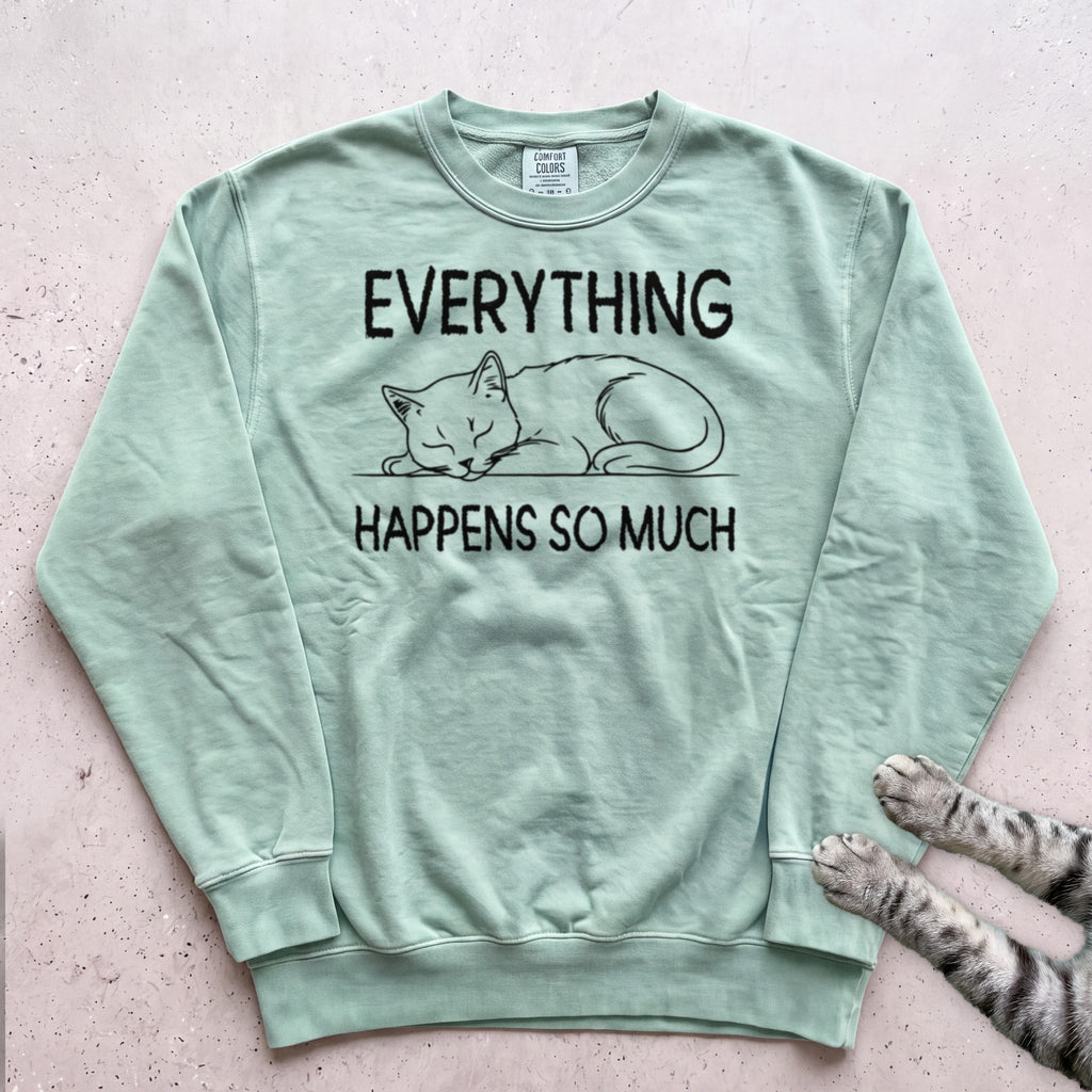 Everything Happens So Much Cat Sweatshirt - Light Green