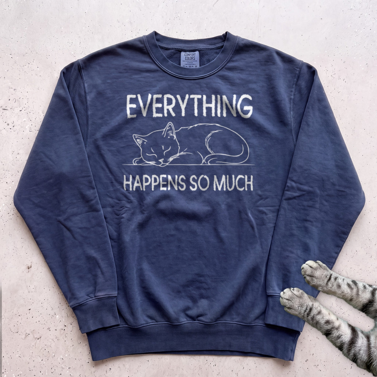 Everything Happens So Much Cat Sweatshirt - True Navy