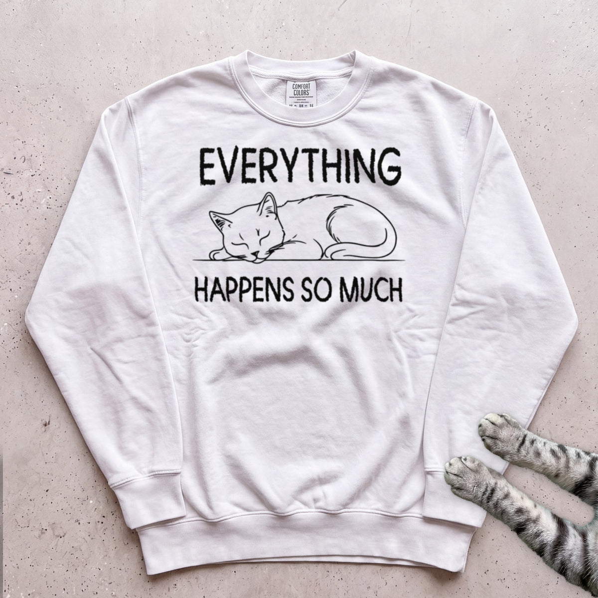 Everything Happens So Much Cat Sweatshirt - White
