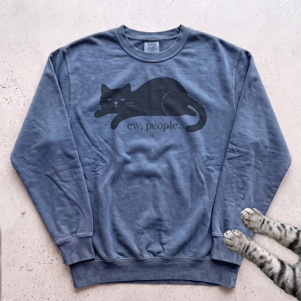 Ew, people Cat Sweatshirt - Blue Jean