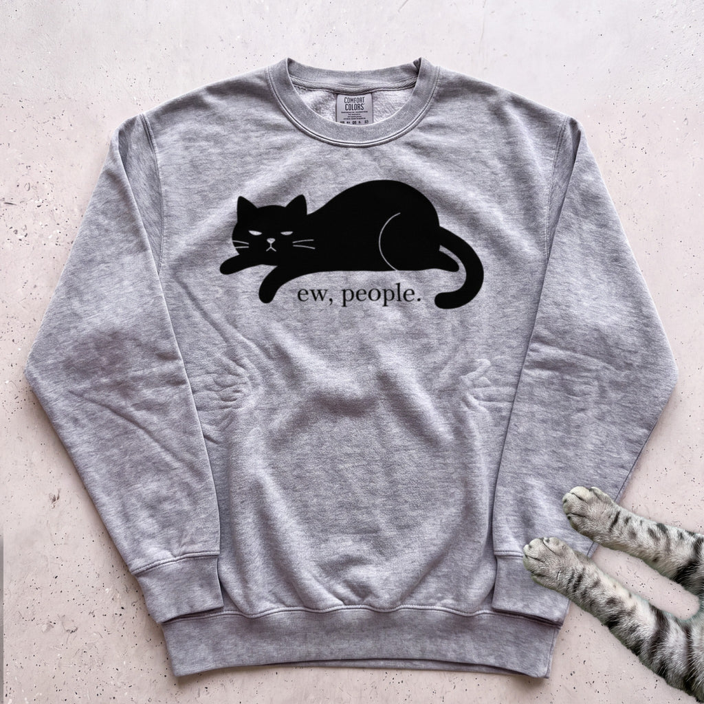 Ew, people Cat Sweatshirt - Grey