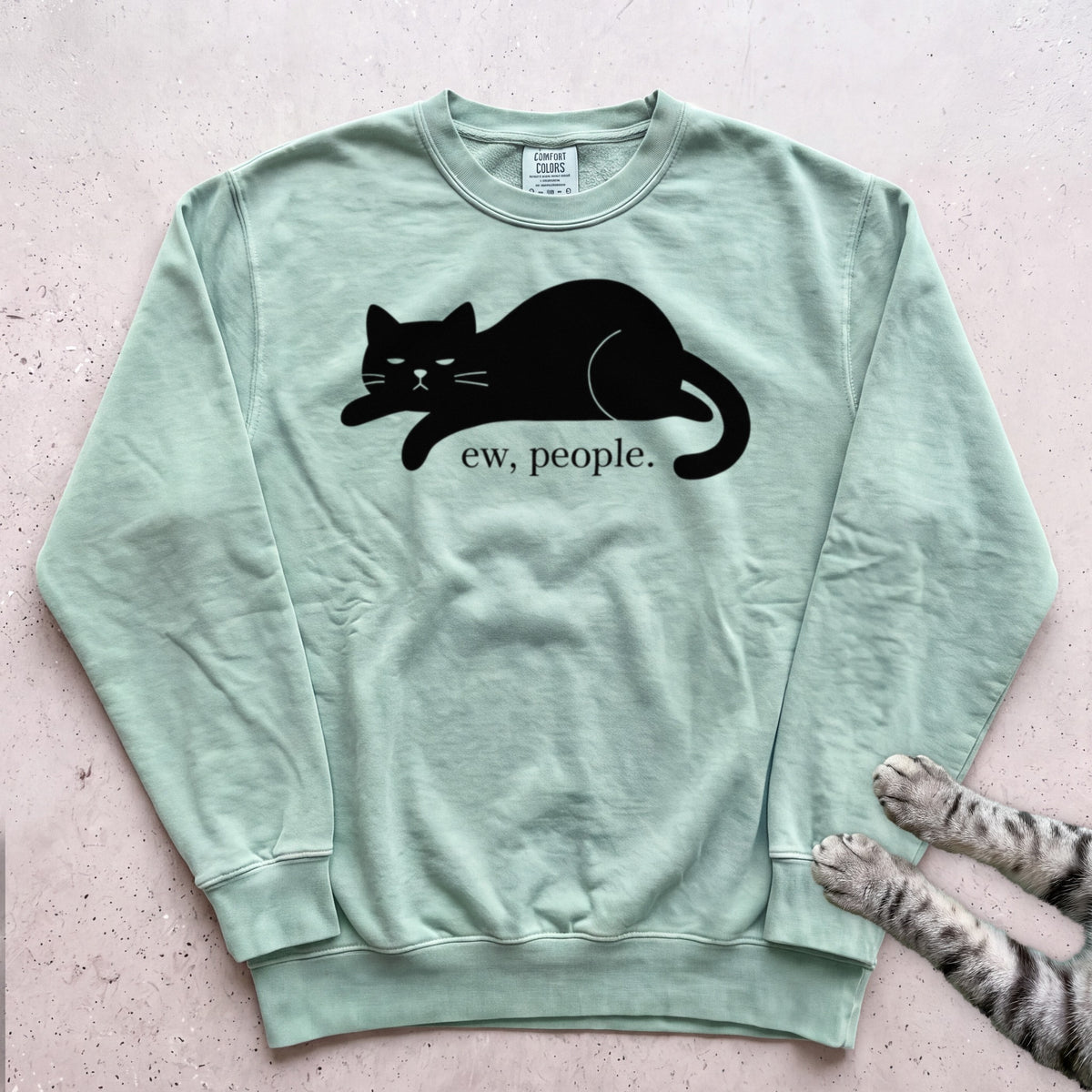 Ew, people Cat Sweatshirt - Light Green