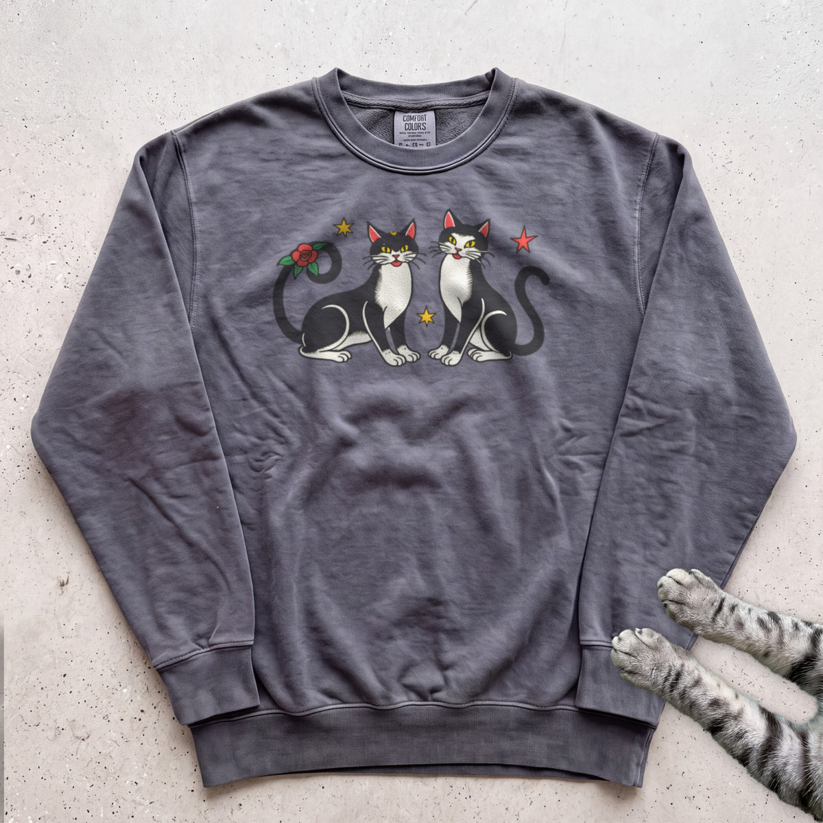 Festive Black & White Cats Sweatshirt - Pepper