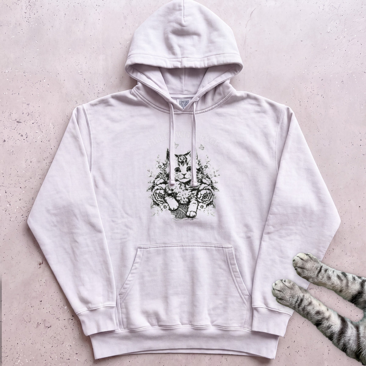 Filled With Rage Cat Hoodie - White