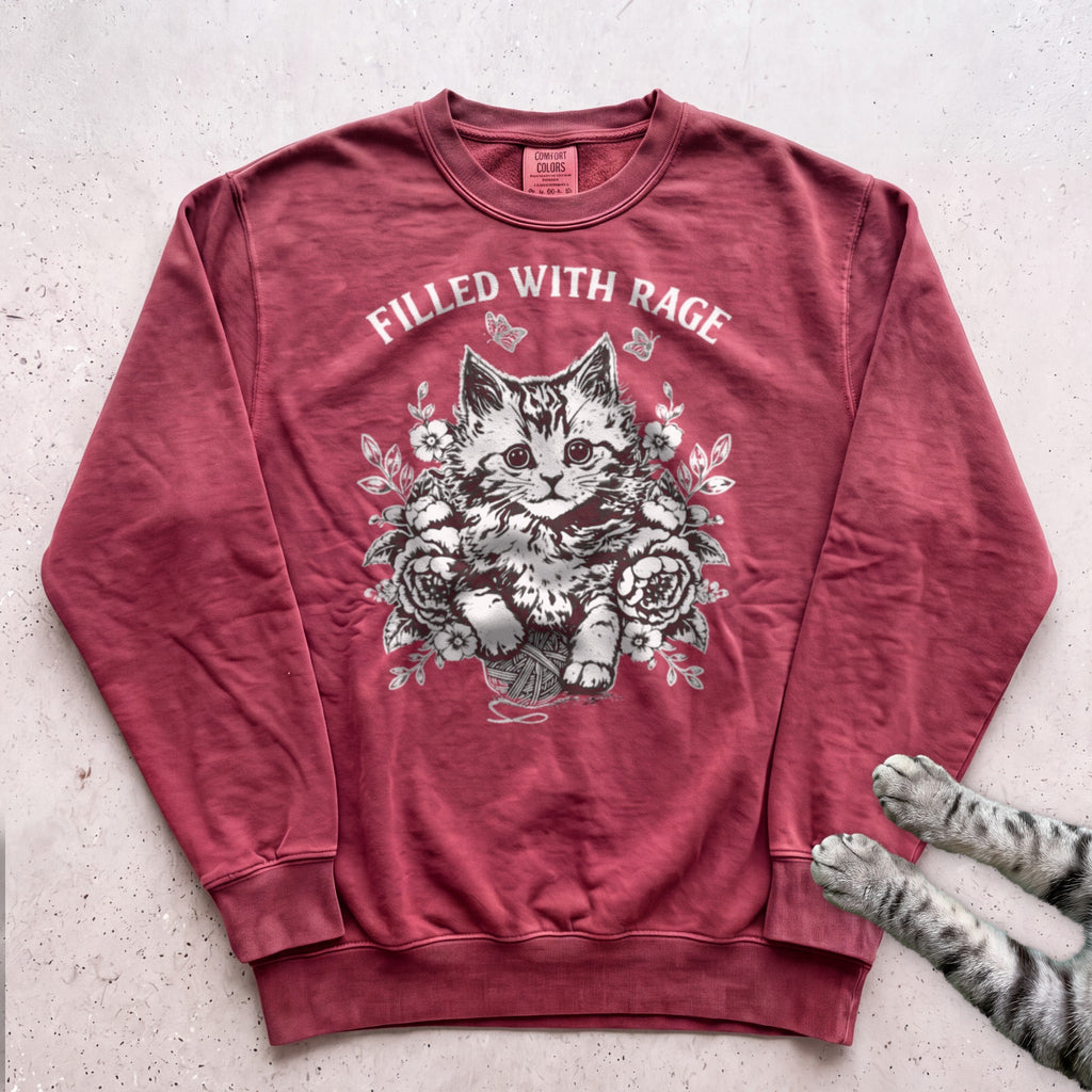 Filled With Rage Cat Sweatshirt - Crimson