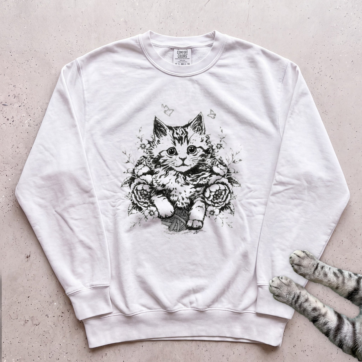 Filled With Rage Cat Sweatshirt - White