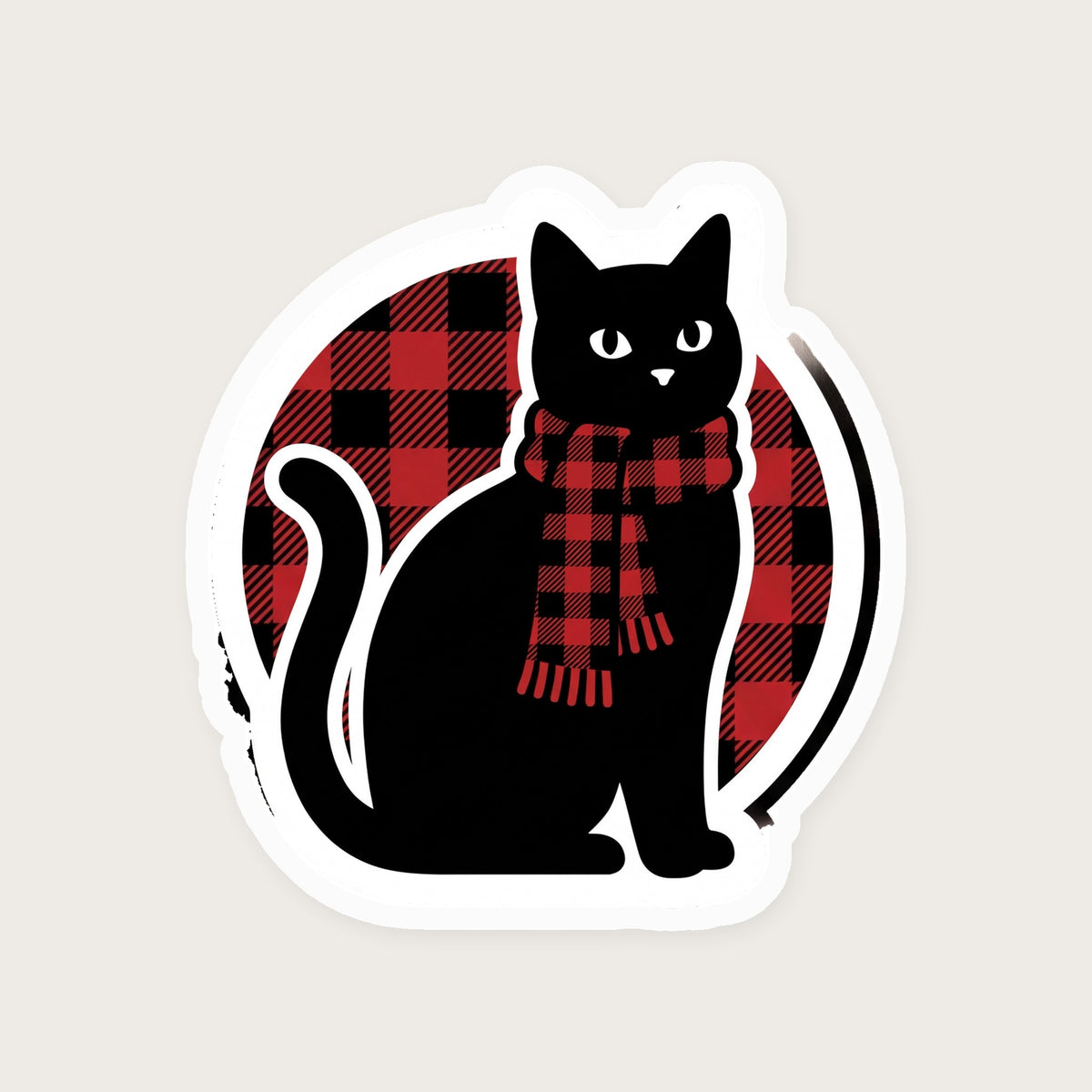 Flannel & Fur Black Cat Sticker print detail