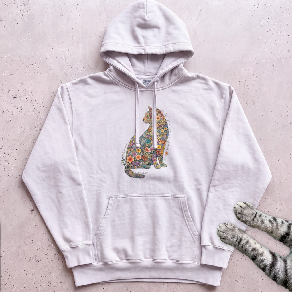 Floral Cat Hoodie - White