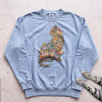 Floral Cat Sweatshirt - Chambray