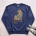 Floral Cat Sweatshirt - True Navy