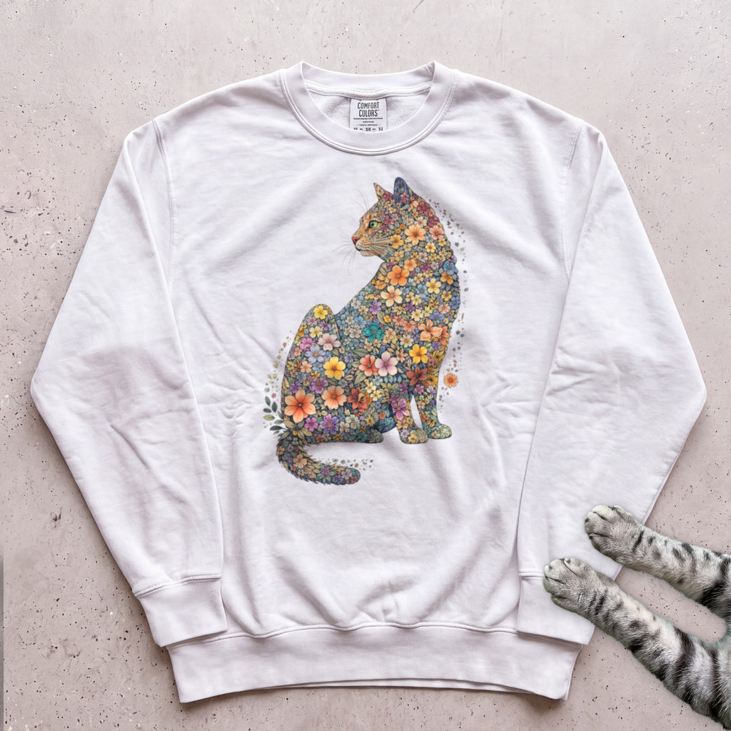 Floral Cat Sweatshirt - White