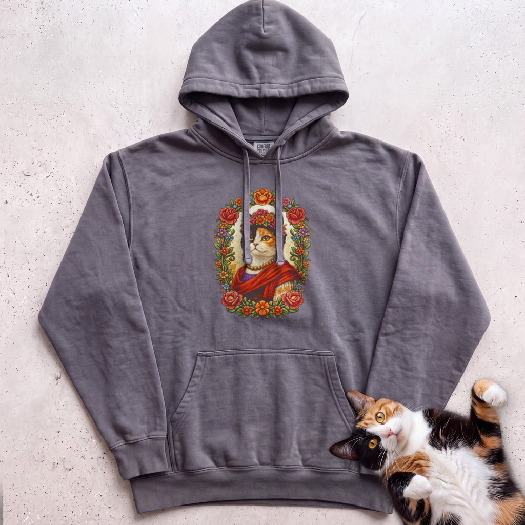 Floral Muse Cat Art Portrait Personalized Hoodie - Pepper