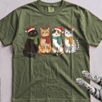 Four Festive Cats T-Shirt - Hemp
