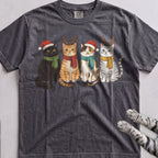 Four Festive Cats T-Shirt - Pepper