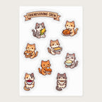 Friendsgiving Cat Crew Sticker Sheet, actual sheet layout
