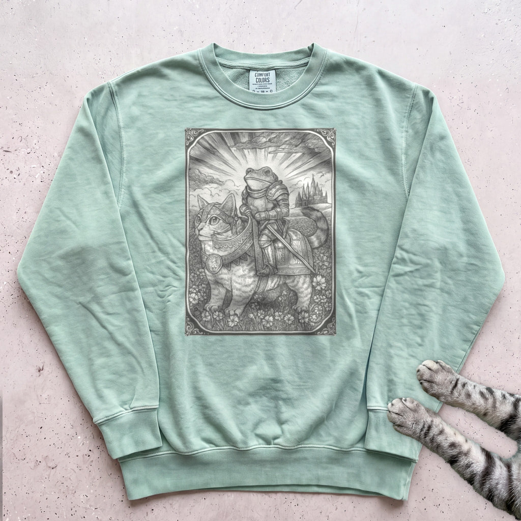 Frog Knight Graphic Sweatshirt - Light Green