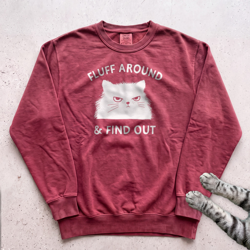 Fluff Around & Find Out Cat Sweatshirt - Crimson