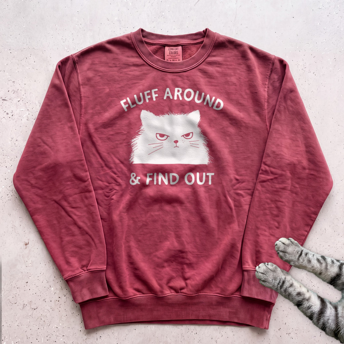 Fluff Around & Find Out Cat Sweatshirt - Crimson