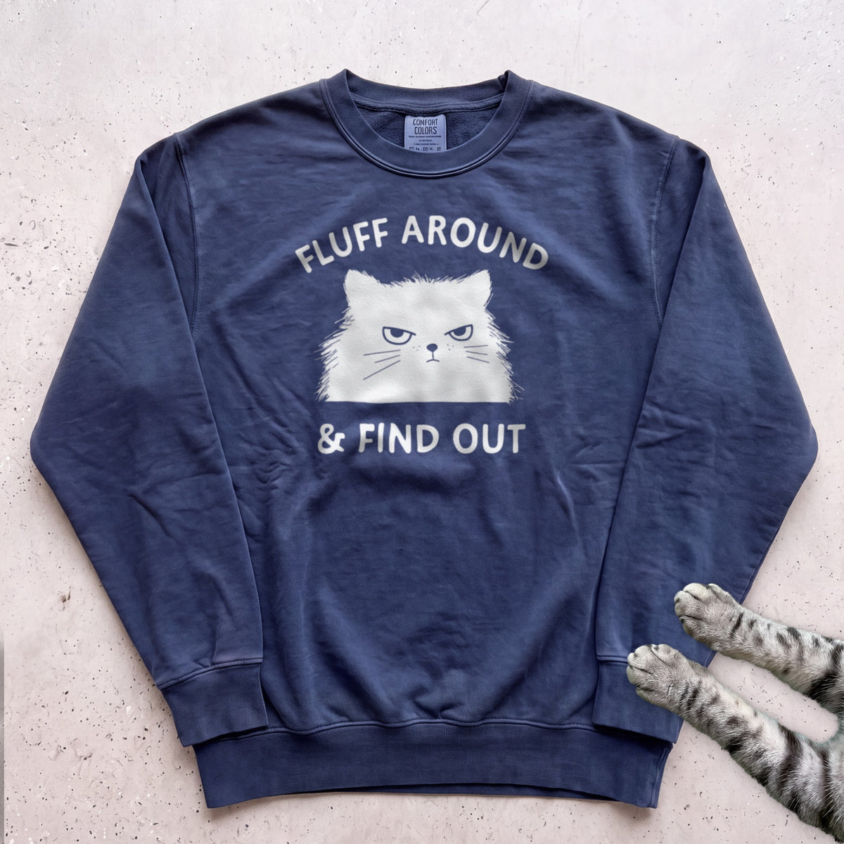 Fluff Around & Find Out Cat Sweatshirt - True Navy