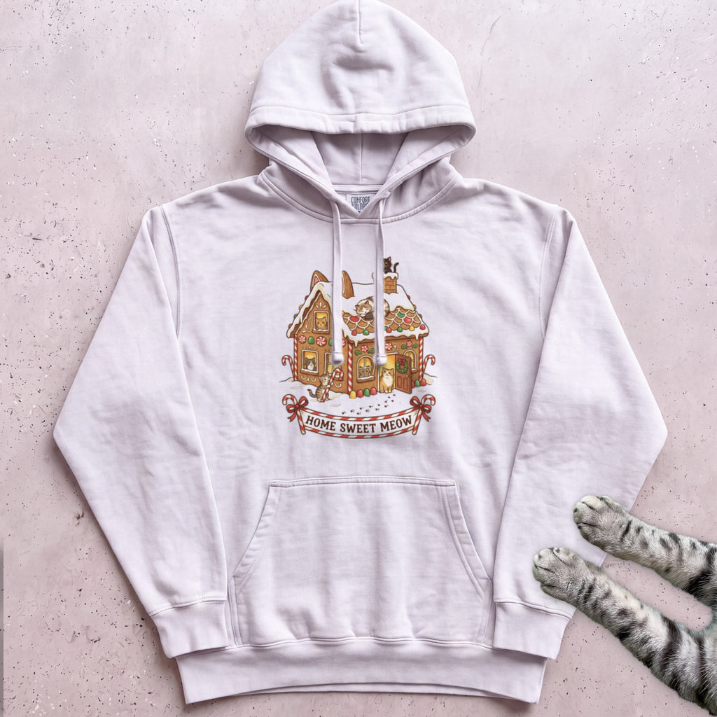 Gingerbread Cat House Hoodie - White