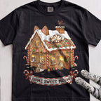 Gingerbread Cat House T-Shirt - Black