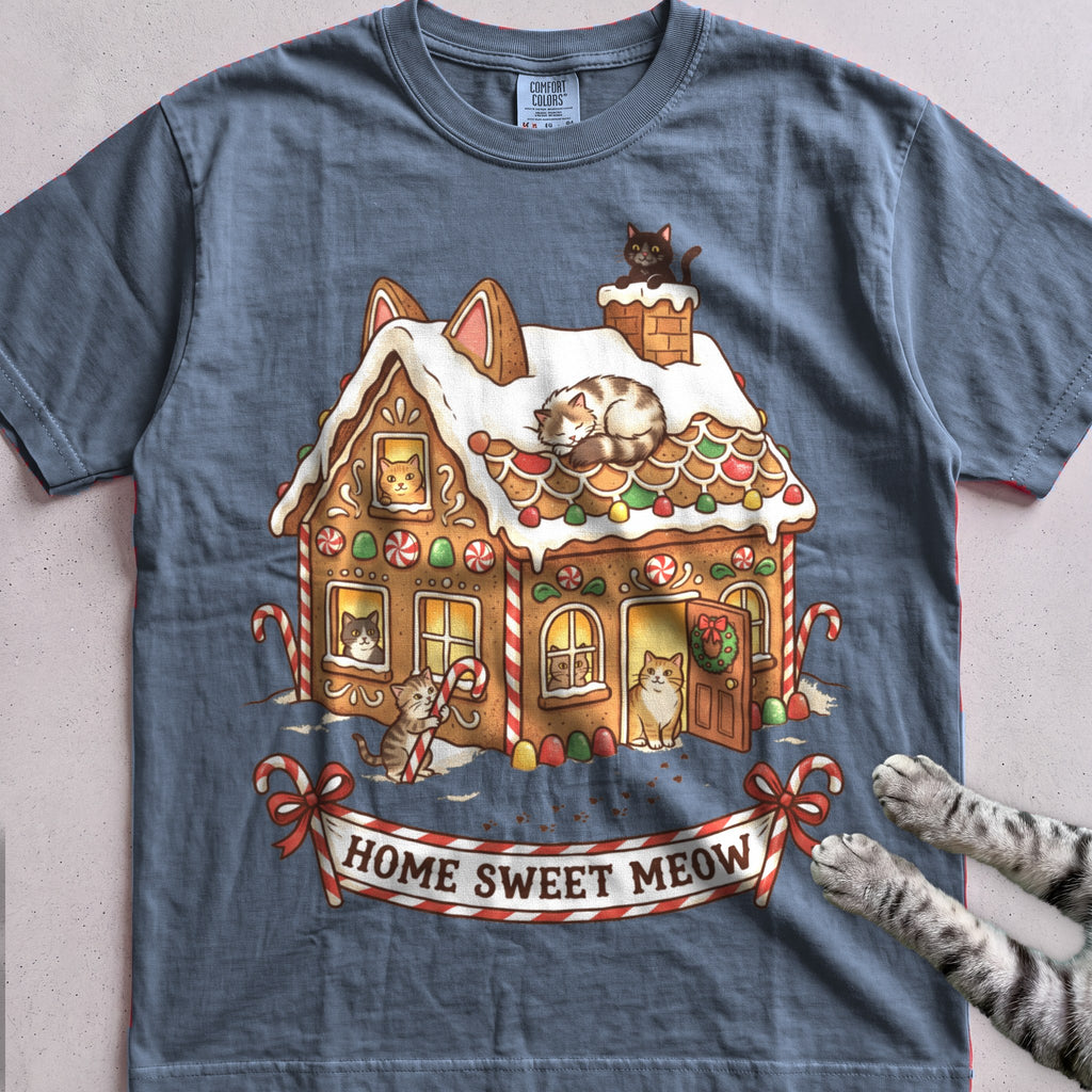 Gingerbread Cat House T-Shirt - Blue Jean