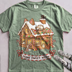 Gingerbread Cat House T-Shirt - Light Green
