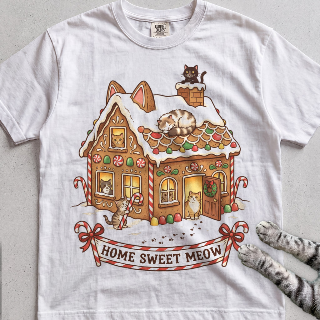 Gingerbread Cat House T-Shirt - White
