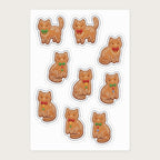 Gingerbread Cats Sticker Sheet, actual sheet layout