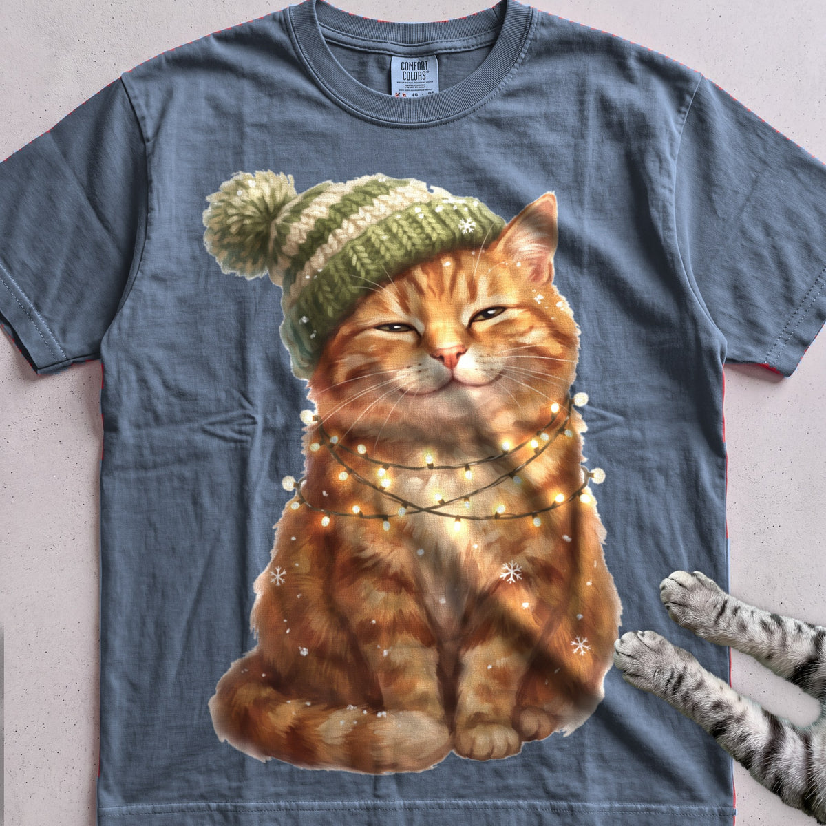 Glow-Up Ginger Cat T-Shirt - Blue Jean