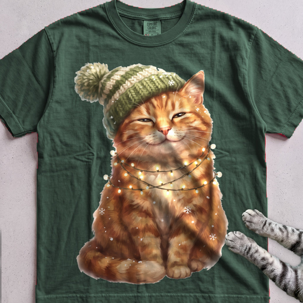 Glow-Up Ginger Cat T-Shirt - Blue Spruce