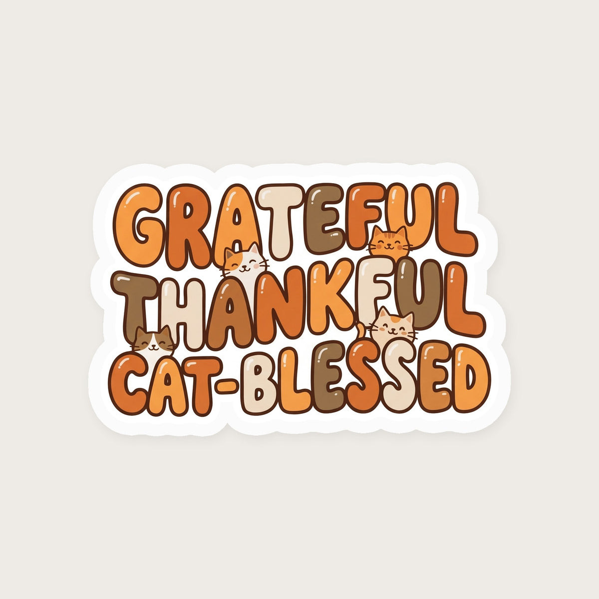 Grateful Thankful Cat-Blessed Sticker print detail