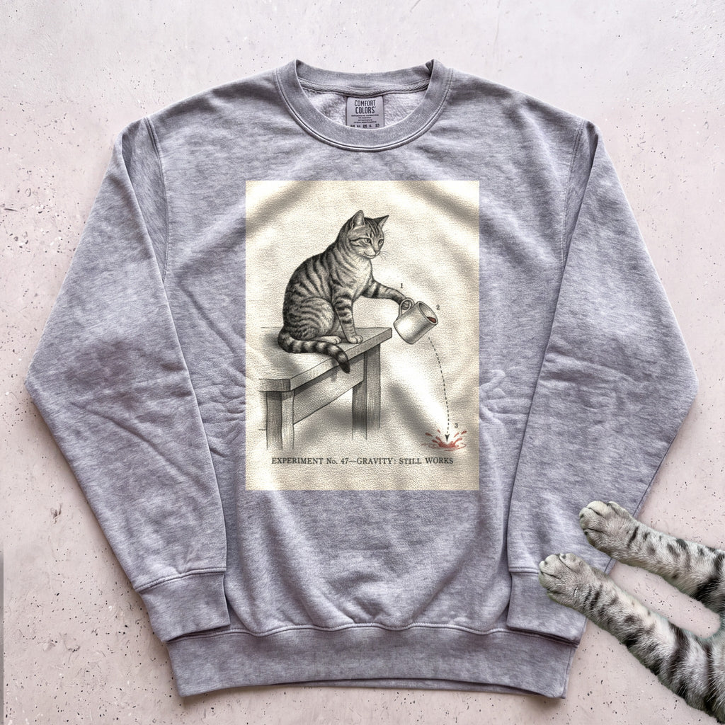 Gravity Check Cat Sweatshirt - Grey