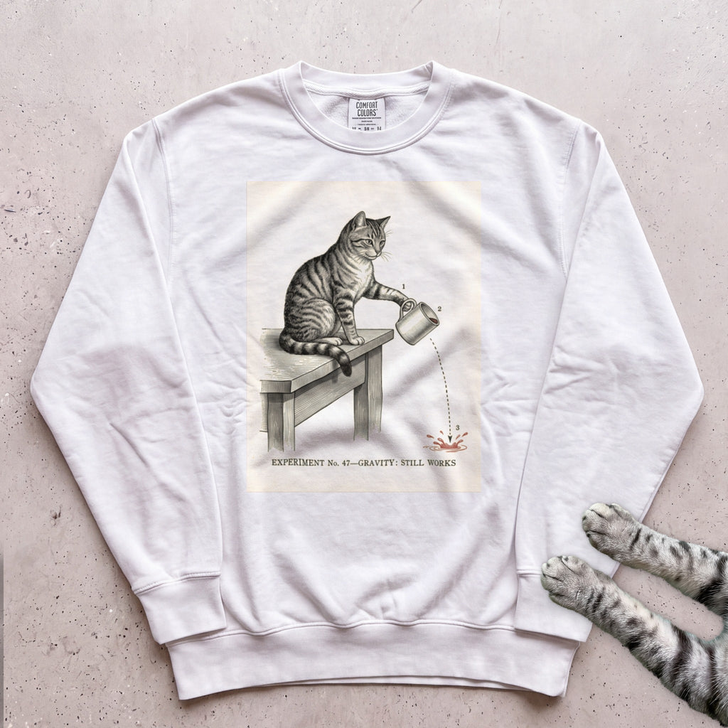 Gravity Check Cat Sweatshirt - White
