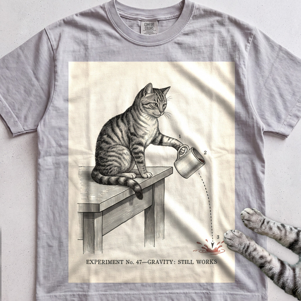 Gravity Check Cat T-Shirt - Granite