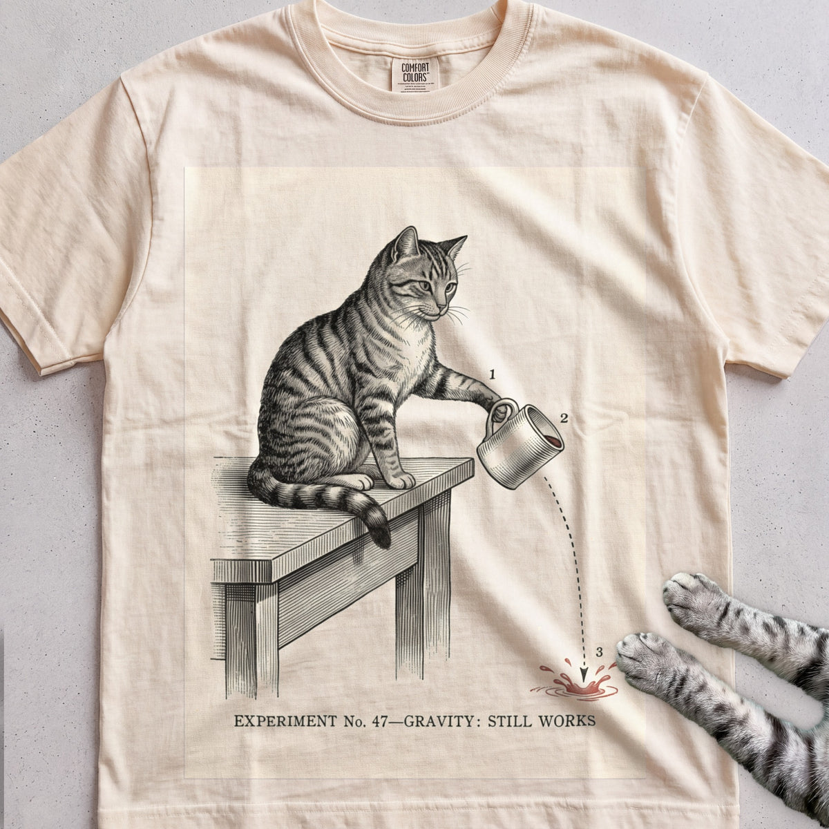 Gravity Check Cat T-Shirt - Ivory