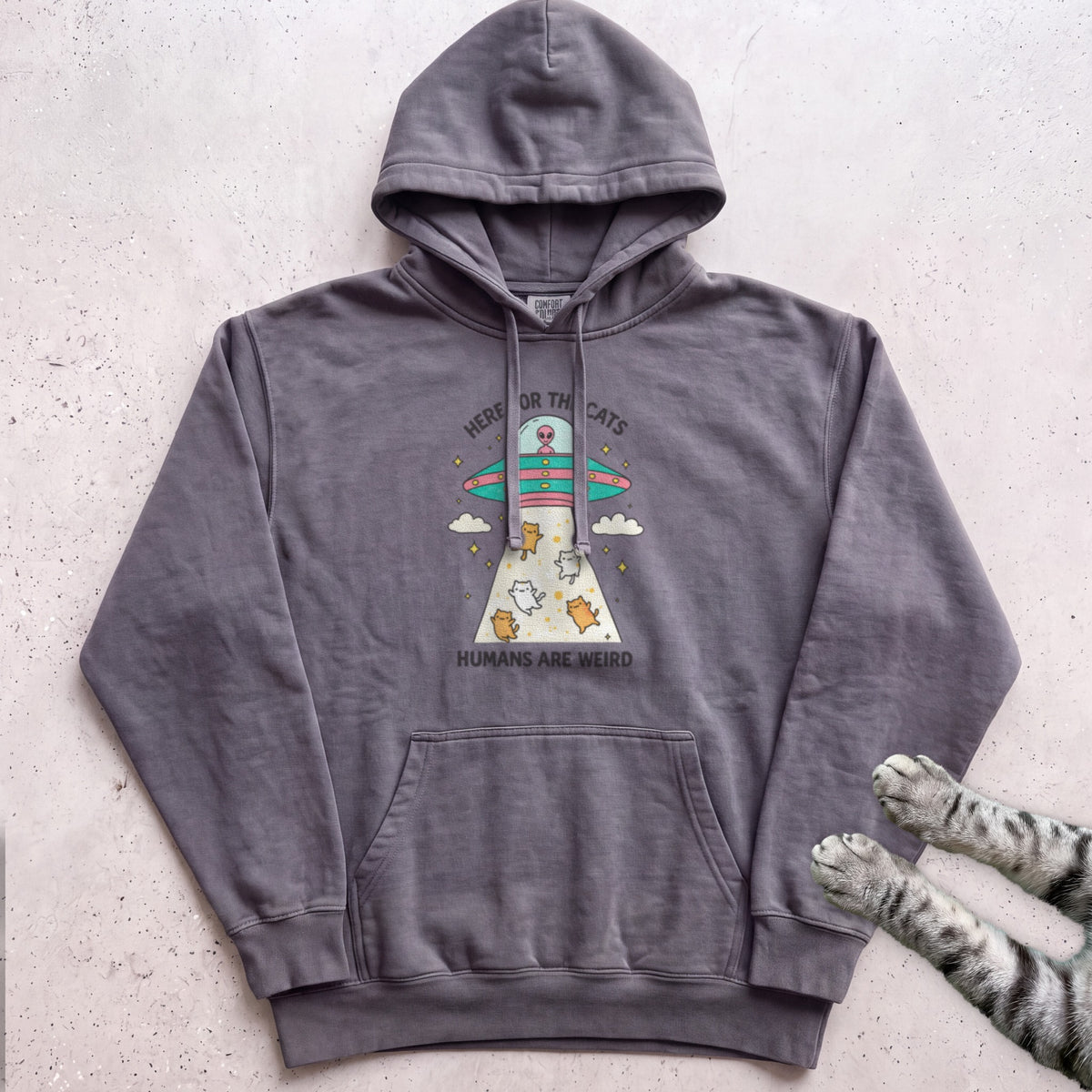 Here For The Cats Humans Are Weird Cat Hoodie - Pepper