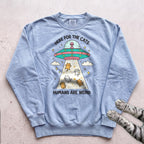 Here For The Cats Humans Are Weird Cat Sweatshirt - Chambray