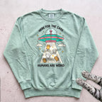 Here For The Cats Humans Are Weird Cat Sweatshirt - Light Green