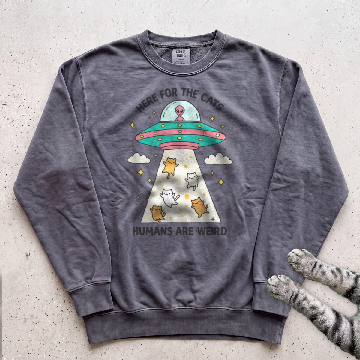 Here For The Cats Humans Are Weird Cat Sweatshirt - Pepper