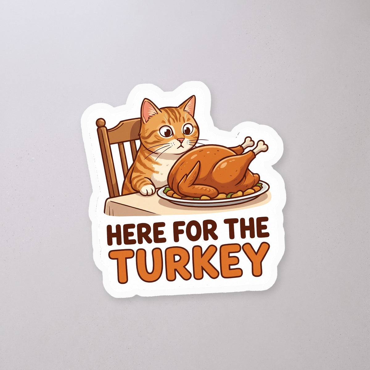 Here for the Turkey Cat Sticker on a concrete floor
